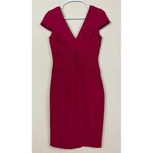 Dress The Population NWOT Dolores Pleated Waist Sheath Dress in Red Size Small